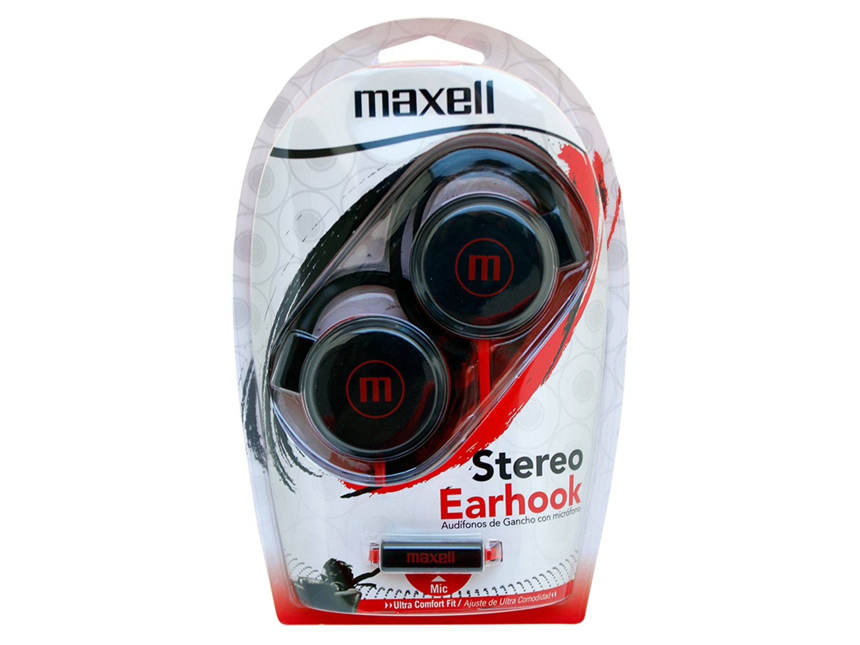 AUDIFONO MAXELL EARHOOK C/MICROF ROJO