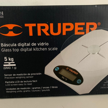 Báscula digital base de vidrio para cocina, capacidad 5kg